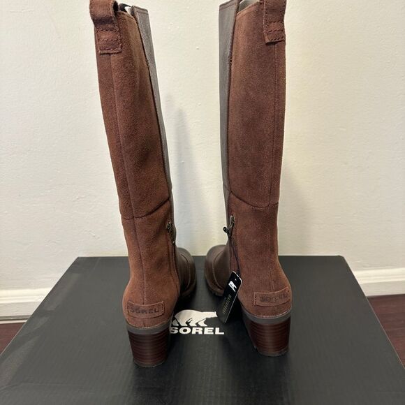 💗Sorel cate tall waterproof leather boot cushioned foodbed size 5 new - Picture 11 of 14